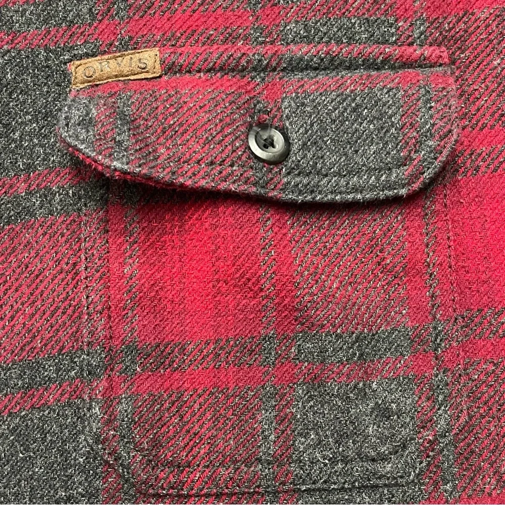 Orvis Classic Collection Heavyweight Flannel Shacket w/Hand Pockets Red Plaid XL